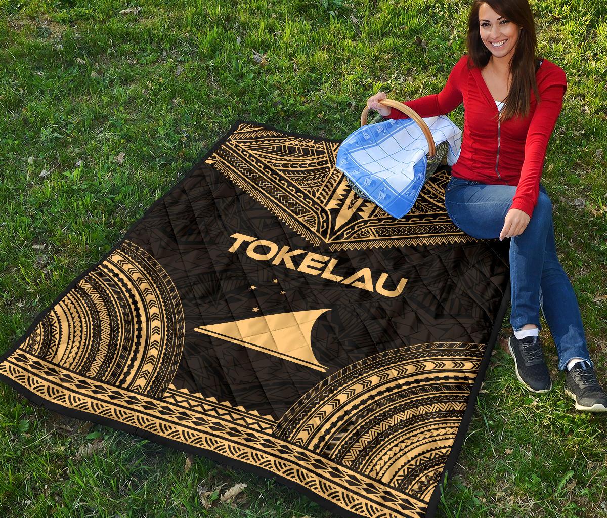 Tokelau Premium Quilt - Tokelau Flag Polynesian Chief Gold Version - Polynesian Pride