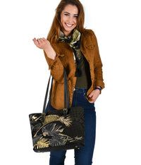 Hawaii Tropical Polynesian Small Leather Tote Bag - Polynesian Pride