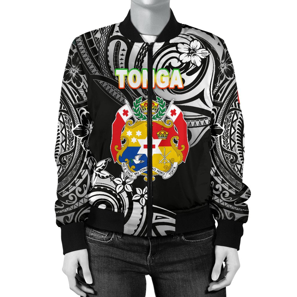 Mate Ma'a Tonga Rugby Women's Bomber Jacket Polynesian Unique Vibes - Black - Polynesian Pride