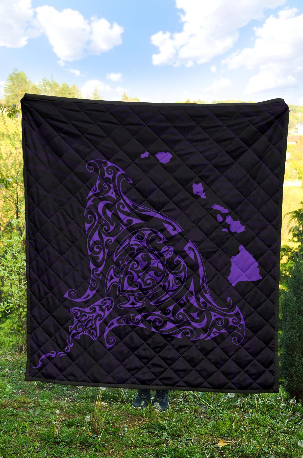 Rays Hawaii Map Polynesian Premium Quilt - Purple - Polynesian Pride