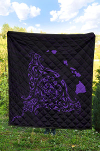 Rays Hawaii Map Polynesian Premium Quilt - Purple - Polynesian Pride