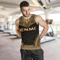 Northern Mariana Islands Men's Tank Top - Polynesian Chief Gold Version - Polynesian Pride