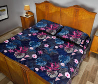 Tropical Palm Tree And Flower Quilt Bed Set - Polynesian Pride