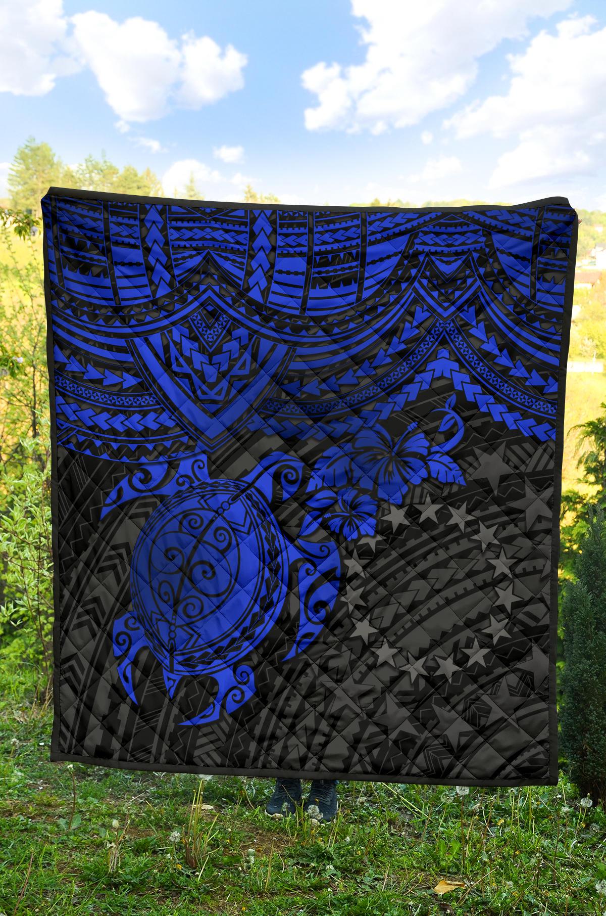 Cook Islands Polynesian Premium Quilt - Blue Turtle - Polynesian Pride