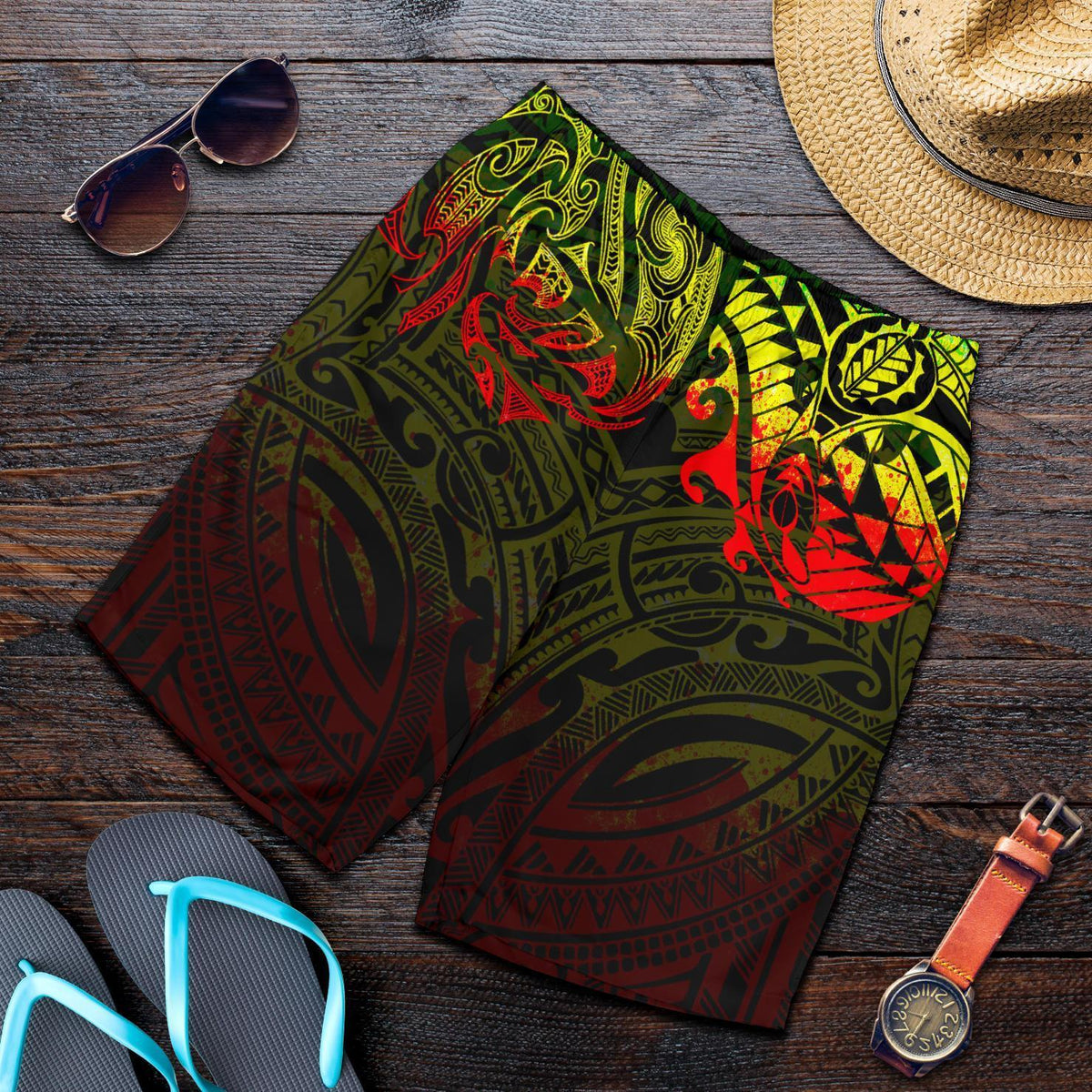 New Zealand All Over Print Men'S Shorts, Maori Polynesian Tattoo Reggage - Polynesian Pride