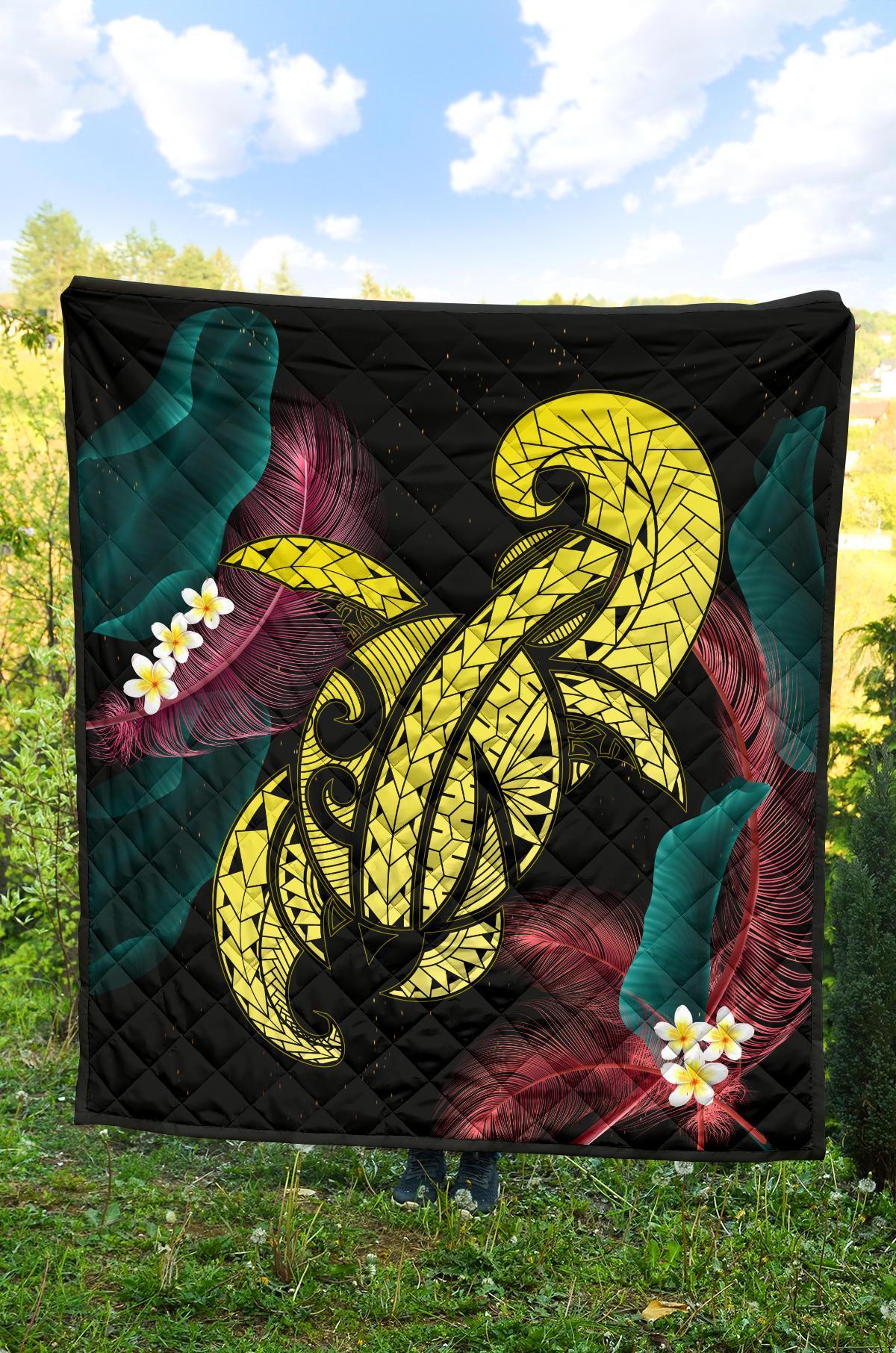 Hawaii Turtle Polynesian Tropical Premium Quilt - Ghia Style Yellow - Polynesian Pride