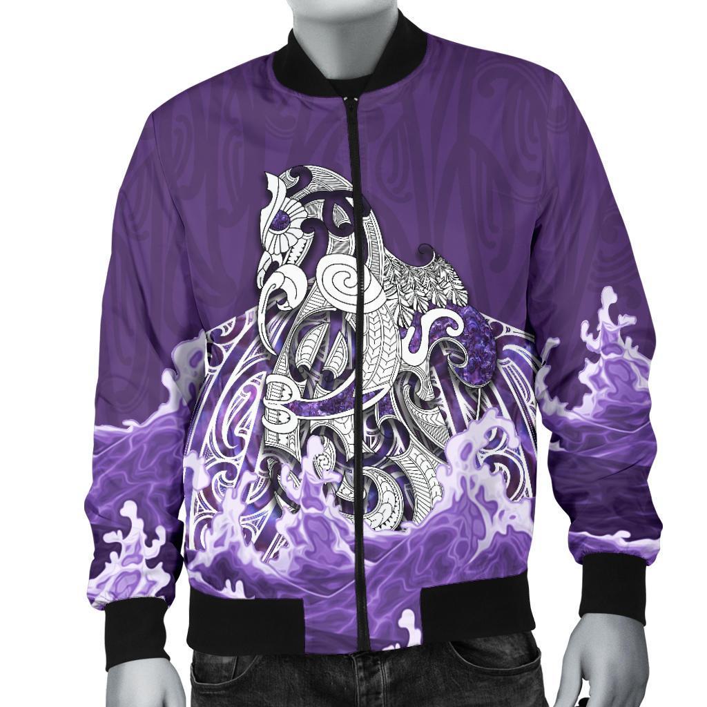 Maori Manaia The Blue Sea Bomber Jacket for Men, Purple - Polynesian Pride