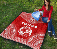 Tonga Premium Quilt - Tonga Coat Of Arms Polynesian Chief Red Version - Polynesian Pride