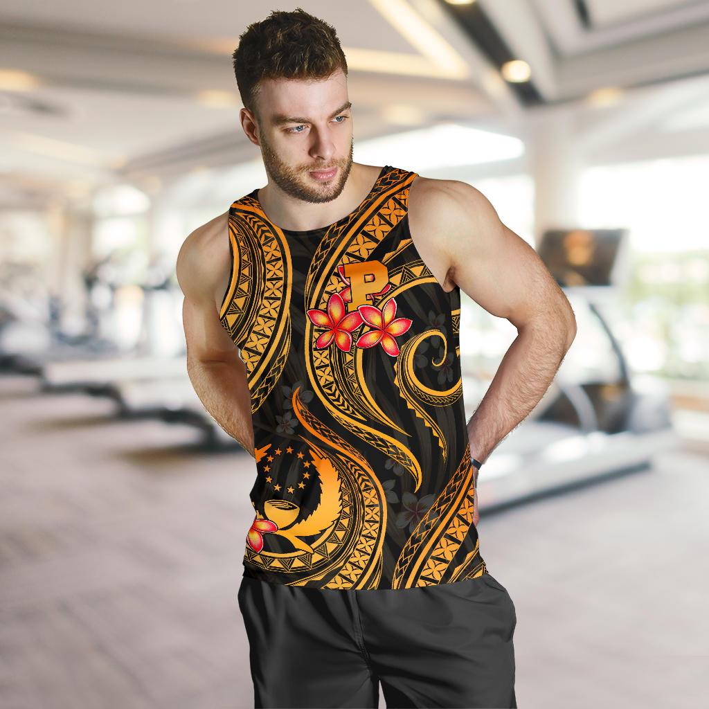 Pohnpei Micronesian Men Tank Top - Gold Plumeria - Polynesian Pride