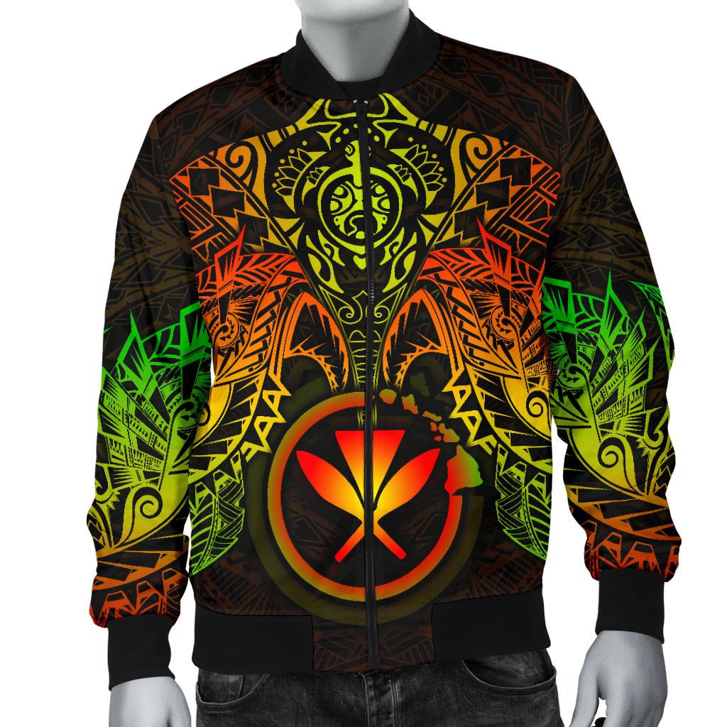 Polynesian Hawaii Bomber Jacket (Men) - Reggae Turtle Manta Ray - Polynesian Pride