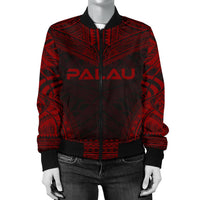 Palau Polynesian Chief Women'S Bomber Jacket - Red Version - Polynesian Pride