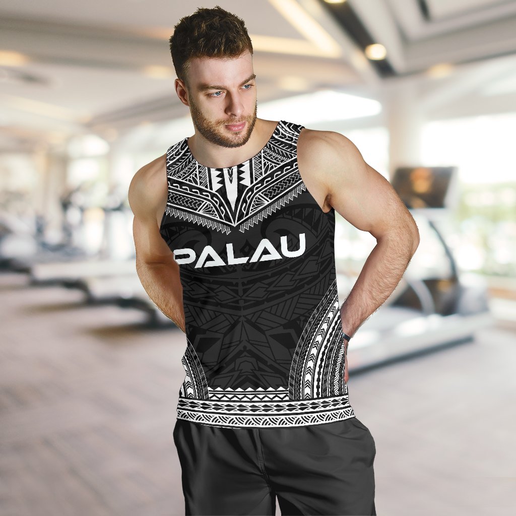 Palau Men's Tank Top - Polynesian Chief Black Version - Polynesian Pride