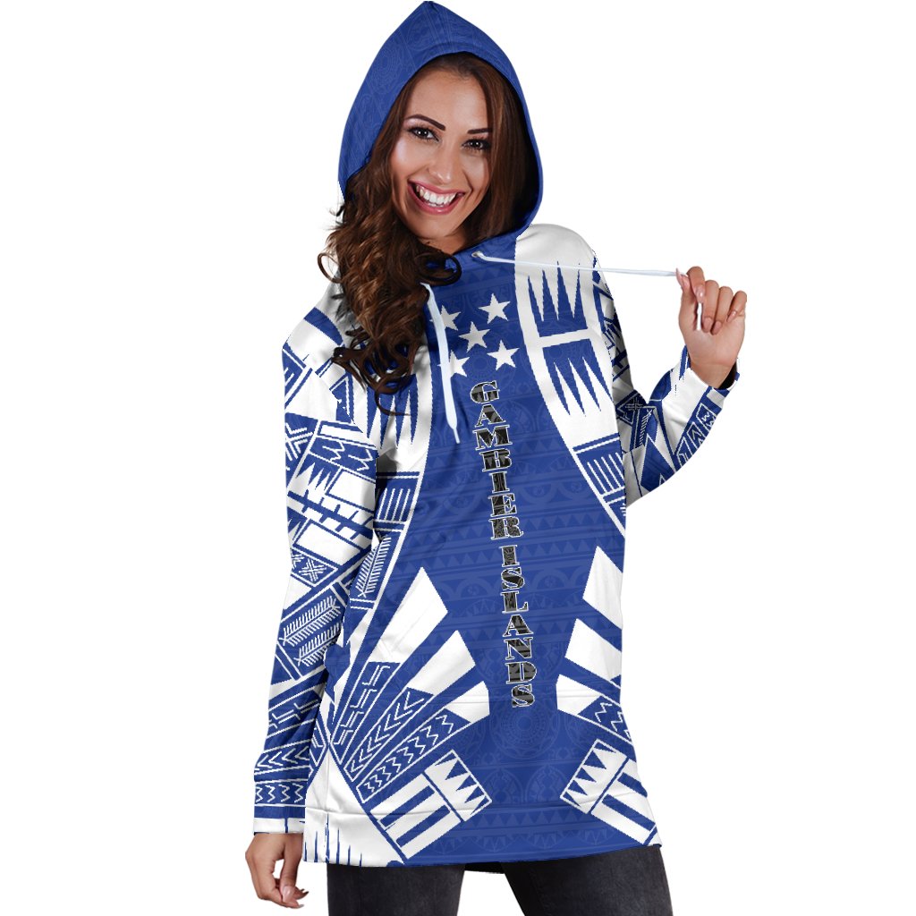 Gambier Islands Hoodie Dress - Polynesian Tattoo Flag - Polynesian Pride