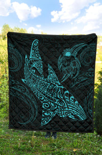 Polynesian Quilt - Polynesian Blue Shark Warrior Tattoo - Polynesian Pride