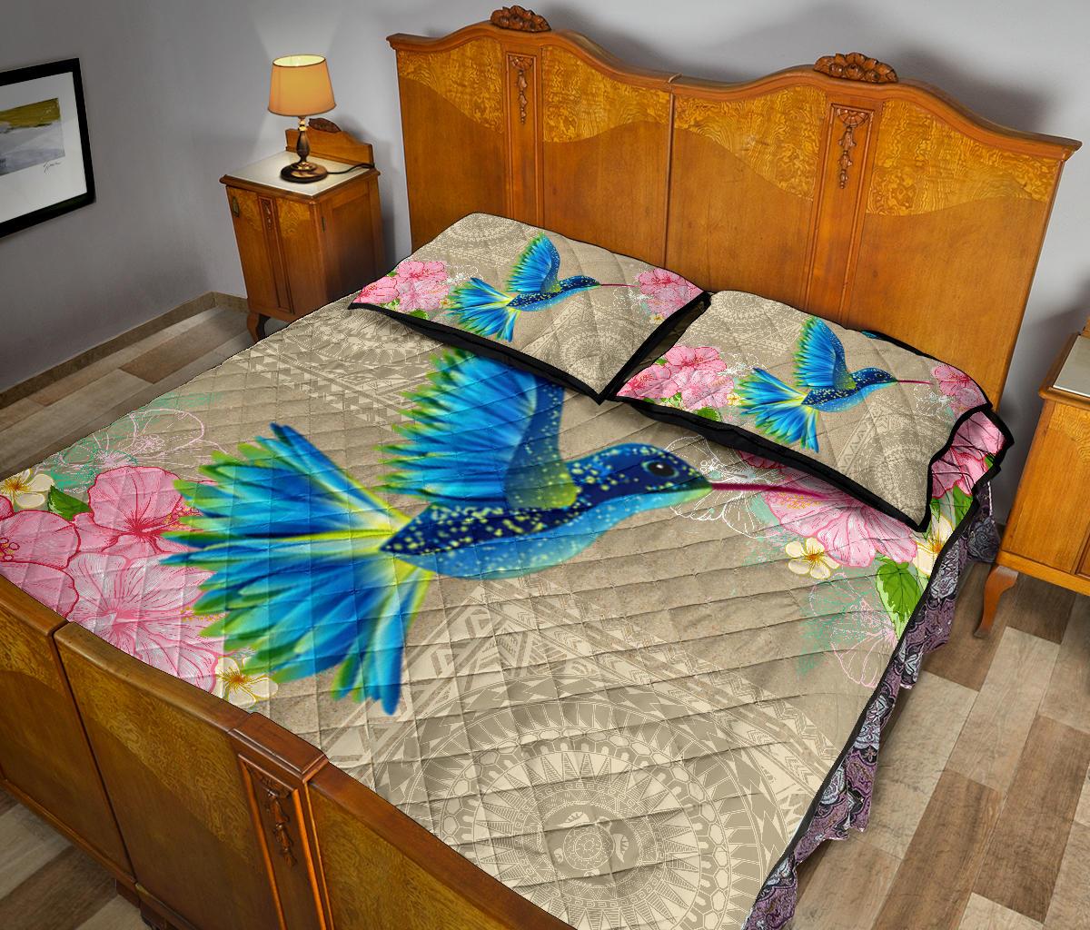 Hawaii Humming Bird Hibiscus Polynesian Quilt Bed Set - Polynesian Pride