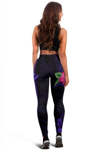 Hawaii Hibiscus Polynesian Kakau Purple Legging - Dry Style - AH - Polynesian Pride