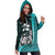 Kosrae Micronesian Women's Hoodie Dress Turquoise - Turtle With Hook - Polynesian Pride