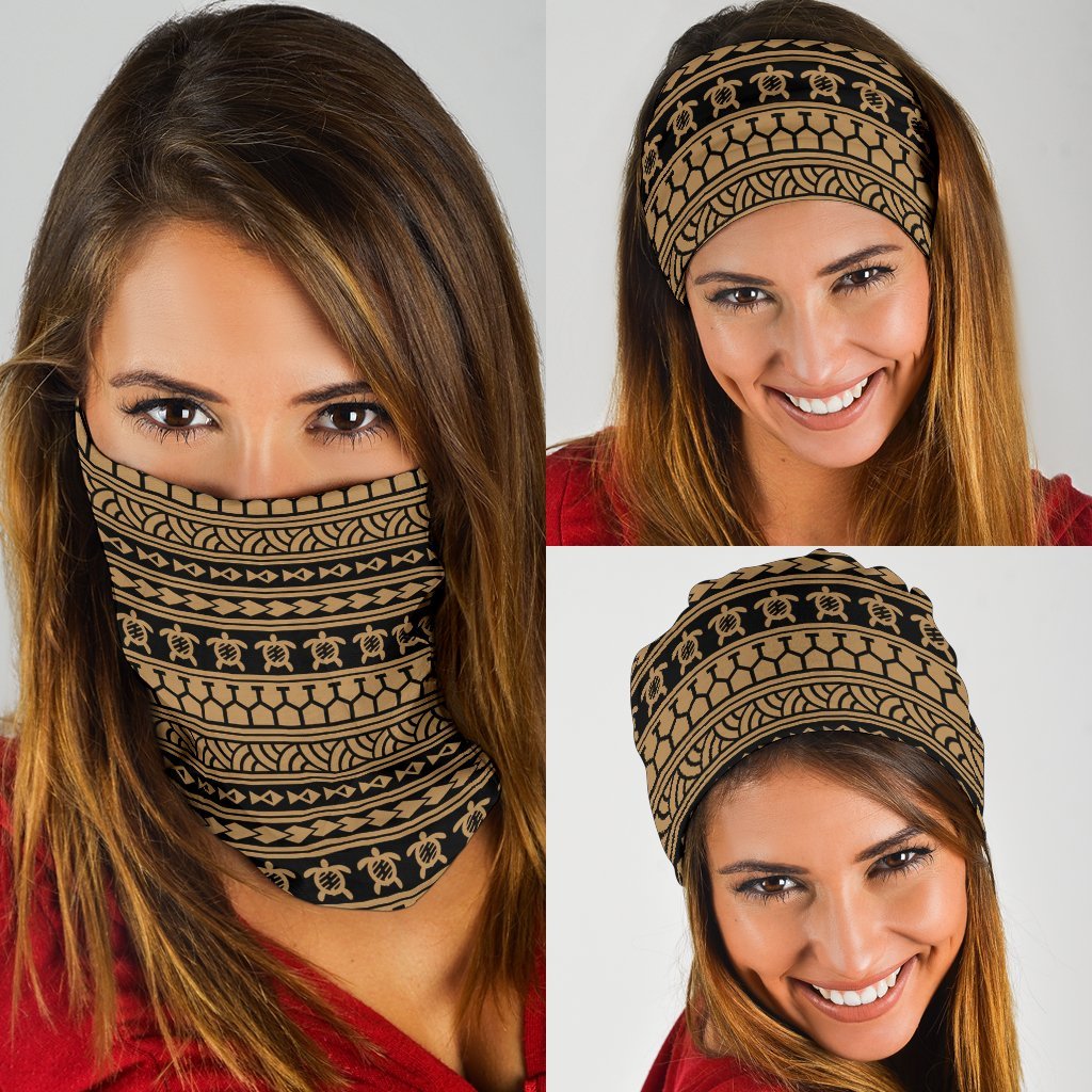 Polynesian Tattoo Tribal Gold Bandana 3 - Pack Gold One Size - Polynesian Pride