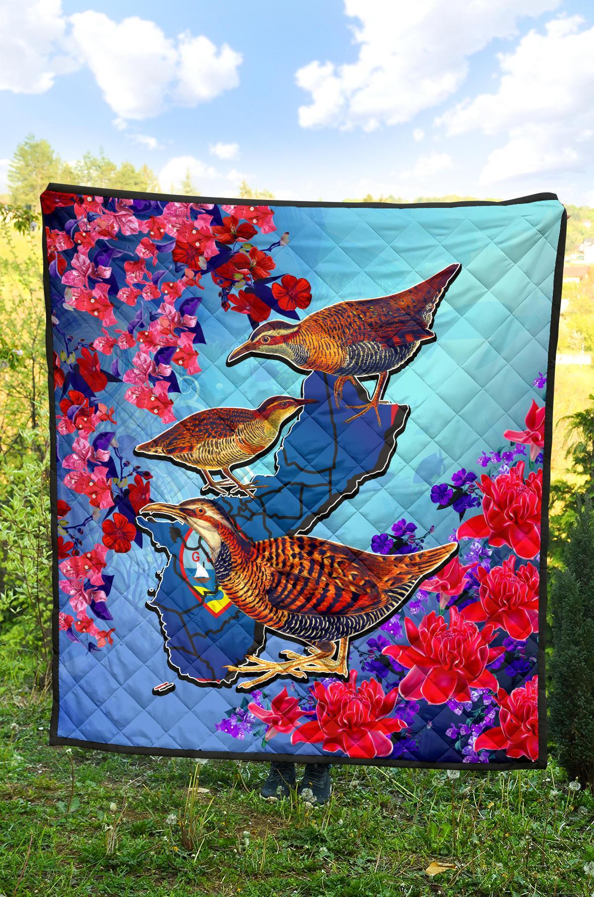 Guam Premium Quilt - KoKo Bird With Map - Polynesian Pride