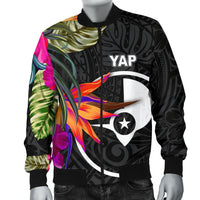 Yap Men's Bomber Jacket - Polynesian Hibiscus Pattern - Polynesian Pride