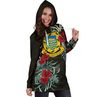 Tuvalu Hoodie Dress - Tuvalu Coat Of Arms Hibiscus - Polynesian Pride