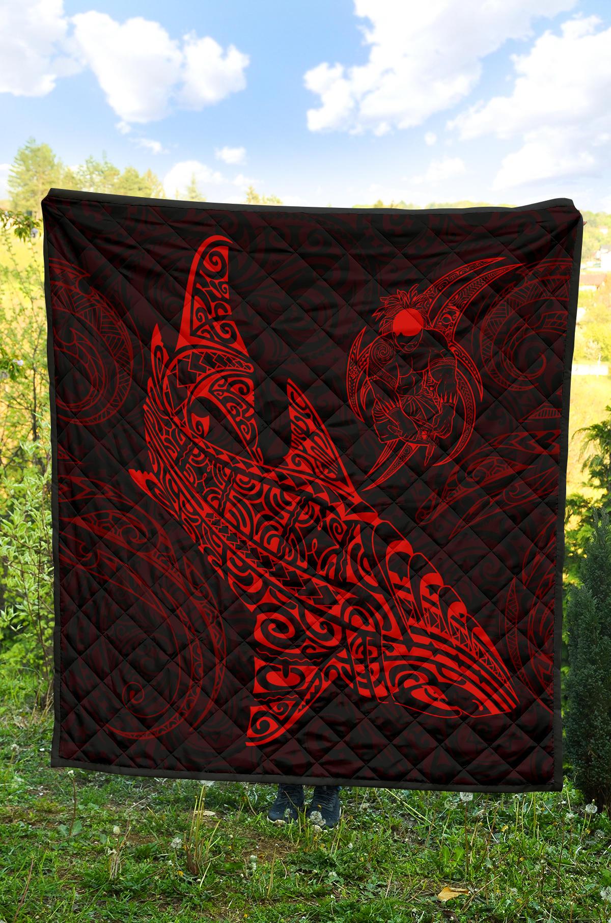 Polynesian Quilt - Polynesian Red Shark Warrior Tattoo - Polynesian Pride