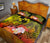 Tonga Quilt Bed Set - Humpback Whale with Tropical Flowers (Yellow) - Polynesian Pride