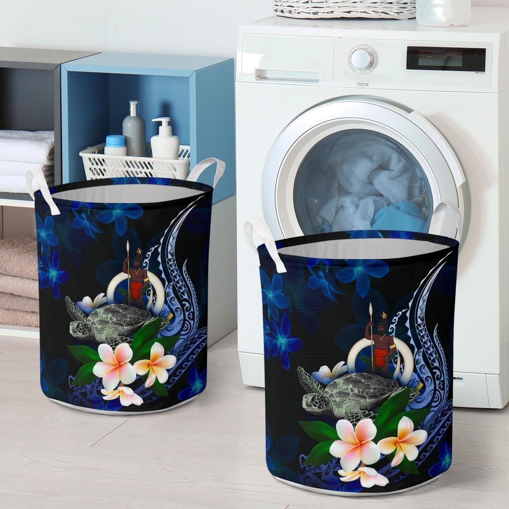 Tuvalu Polynesian Laundry Basket - Turtle With Plumeria Flowers - Polynesian Pride