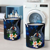 Tuvalu Polynesian Laundry Basket - Turtle With Plumeria Flowers - Polynesian Pride