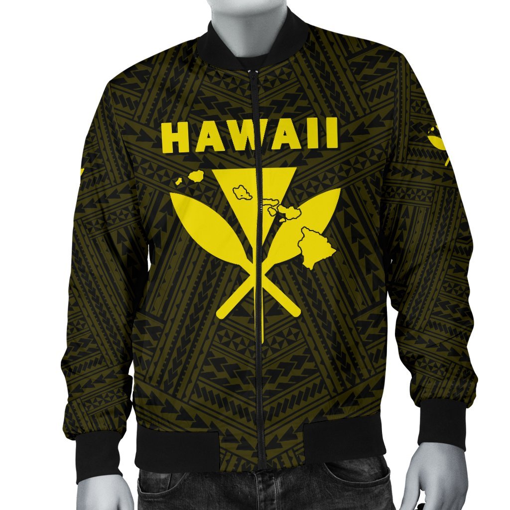 Hawaii Kanaka Polynesian Men's Bomber Jacket Yellow - Polynesian Pride