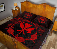 Hawaii Kanaka Turtle Hibiscus Polynesian Quilt Bed Set - Anthea Style Red - Polynesian Pride