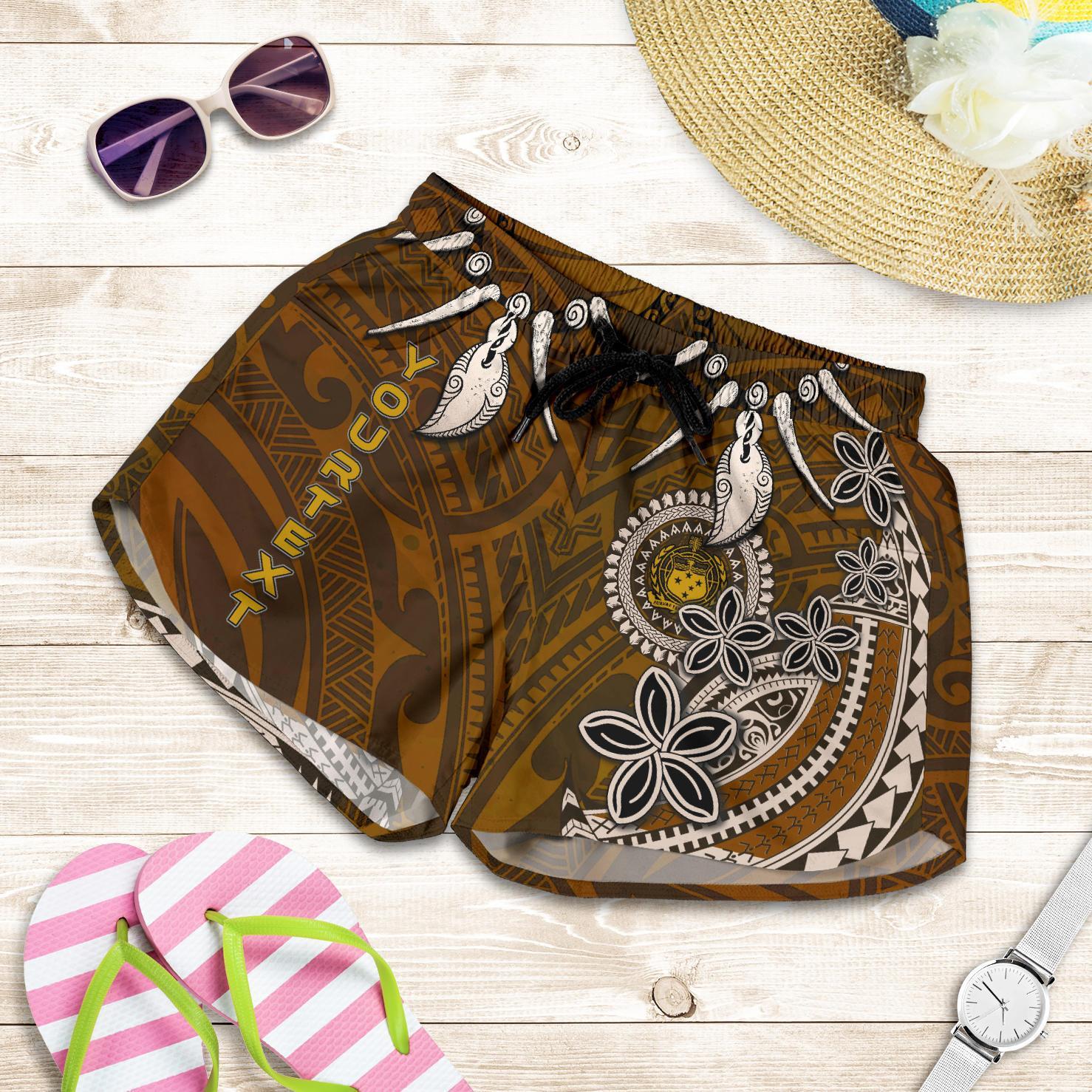 Samoa Custom Personalised All Over Print Women's Shorts - Polynesian Boar Tusk Women Brown - Polynesian Pride