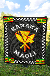 Kanaka Maoli Flag Polynesian Premium Quilt White - Love Style - Polynesian Pride