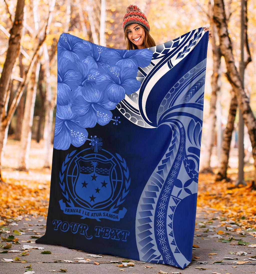 Samoa Custom Personalised Premium Blanket - Samoa Seal Wave Style (Blue) - Polynesian Pride