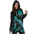 Tuvalu Polynesian Hoodie Dress - Turtle With Blooming Hibiscus Turquoise - Polynesian Pride