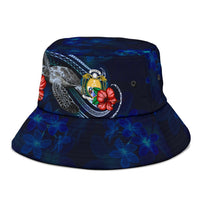 Nauru Polynesian Bucket Hat - Blue Turtle Hibiscus - Polynesian Pride