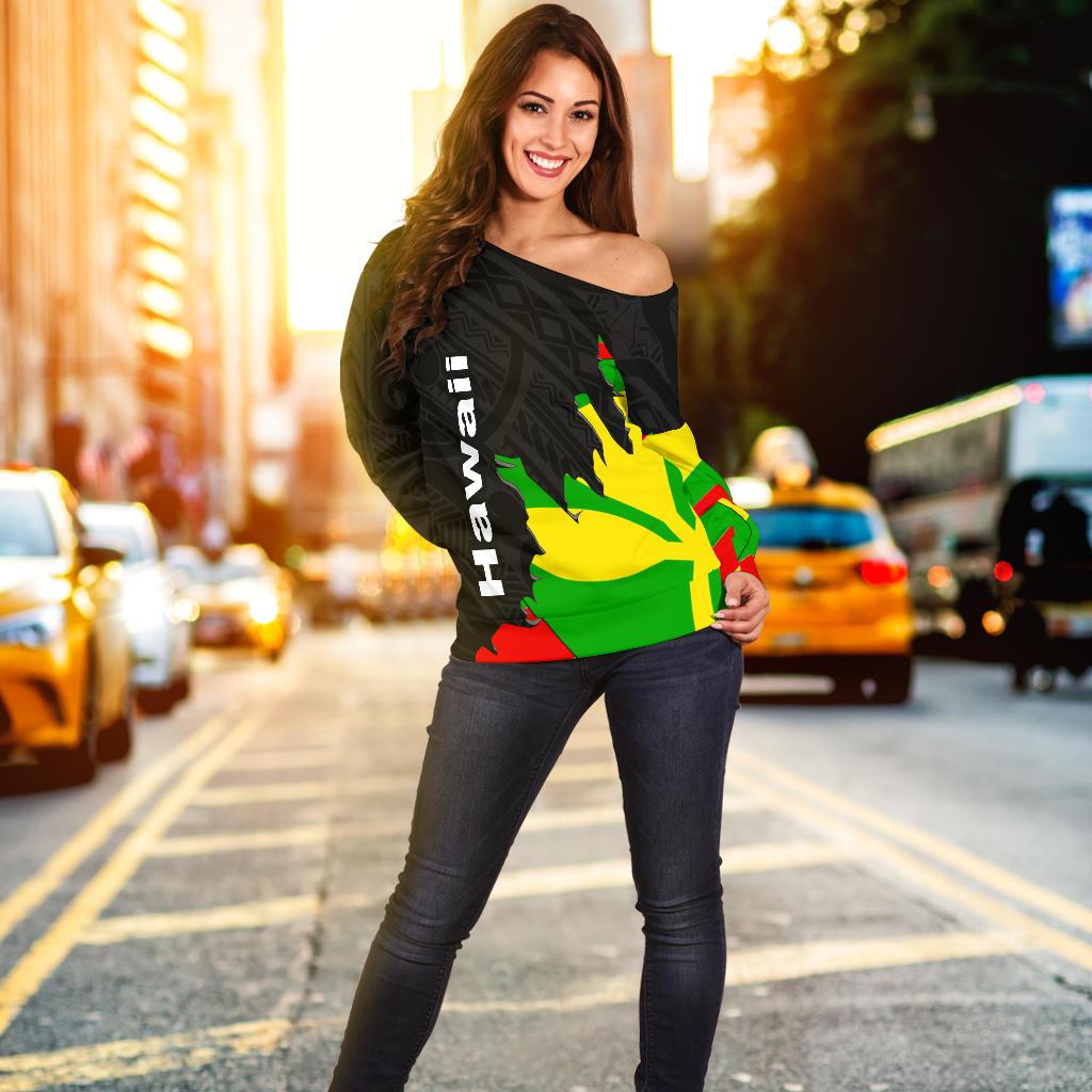 Hawaii Women's Off Shoulder Sweater - Wrap Style - Polynesian Pride