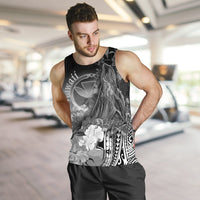 Polynesian Hawaii Men's Tank Top - Kanaka Maoli Humpback Whale with Tropical Flowers (White) - Polynesian Pride