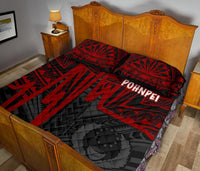 Pohnpei Quilt Bed Set - Pohnpei Seal In Heartbeat Patterns Style (Red) - Polynesian Pride