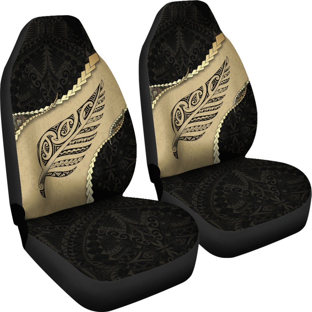 Paua Shell, Maori Silver Fern Car Seat Covers Universal Fit Golden - Polynesian Pride