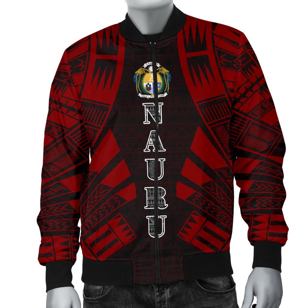 Nauru Men Bomber Jackets - Polynesian Tattoo Red - Polynesian Pride