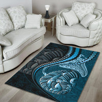 Fish Hook Area Rug Manta Polynesian Light Turquoise - Polynesian Pride