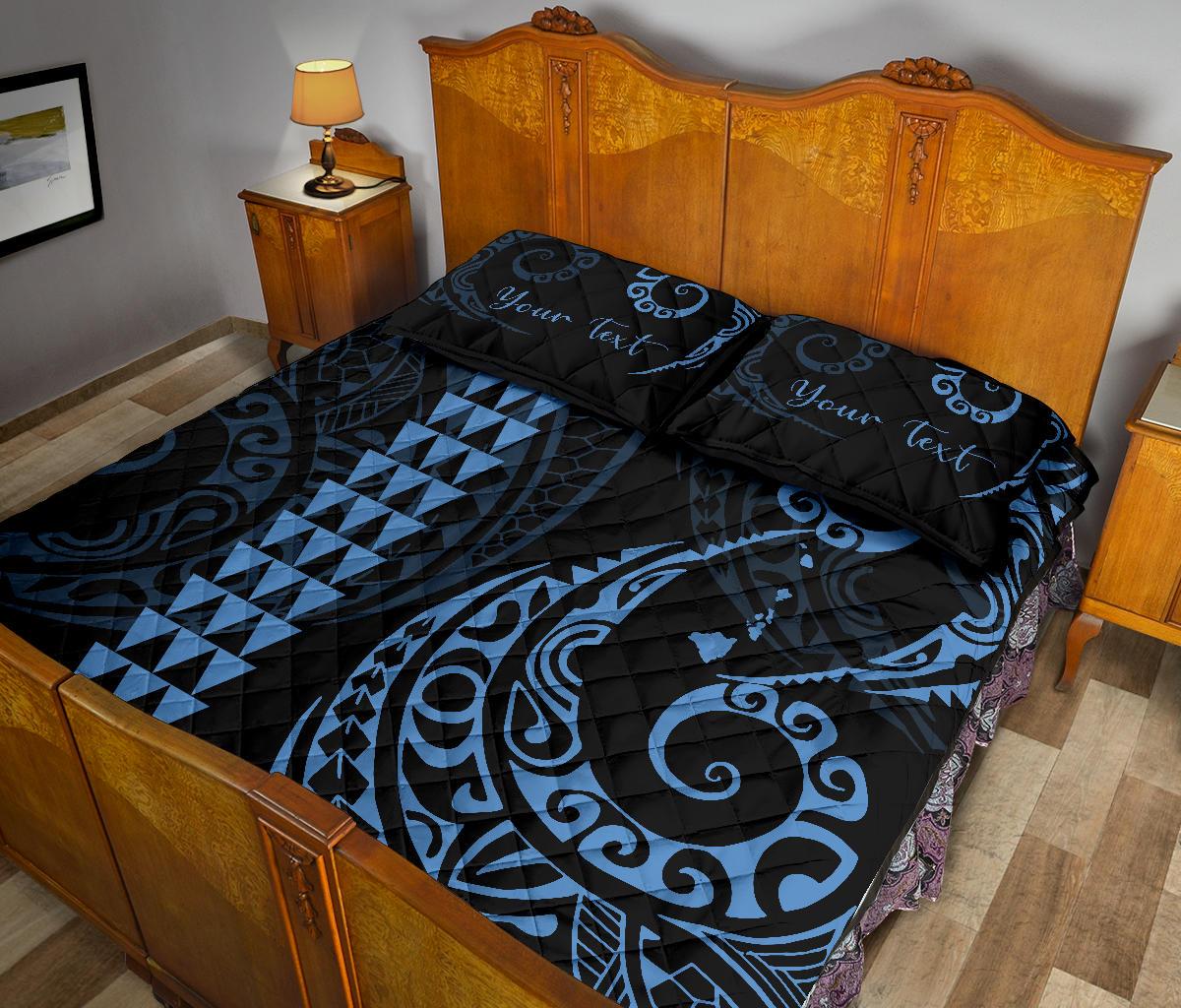 Personalized - Hawaii Quilt Bed Set - Hawaii Polynesian Quilt Bed Set - Pastel Blue - Polynesian Pride