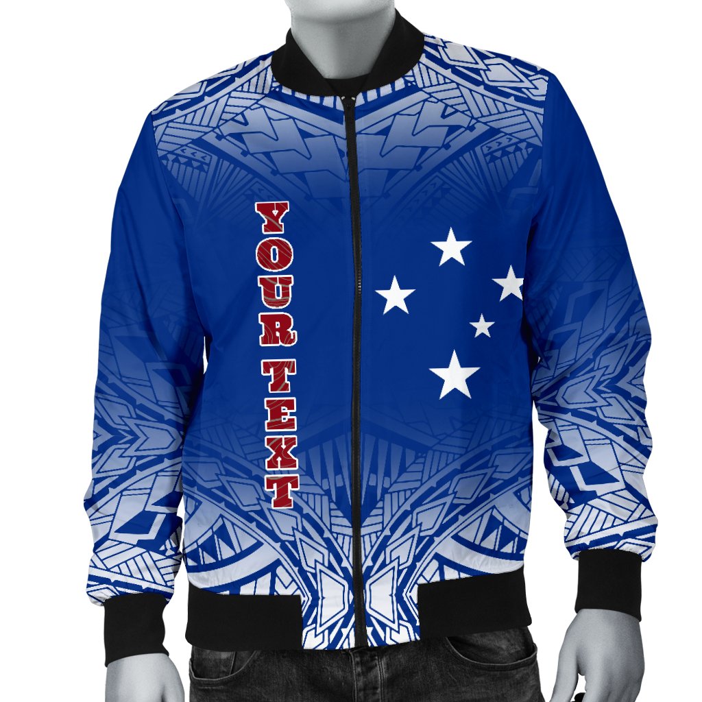 Samoa Custom Personalised Men's Bomber Jacket - Polynesian Fog Blue - Polynesian Pride