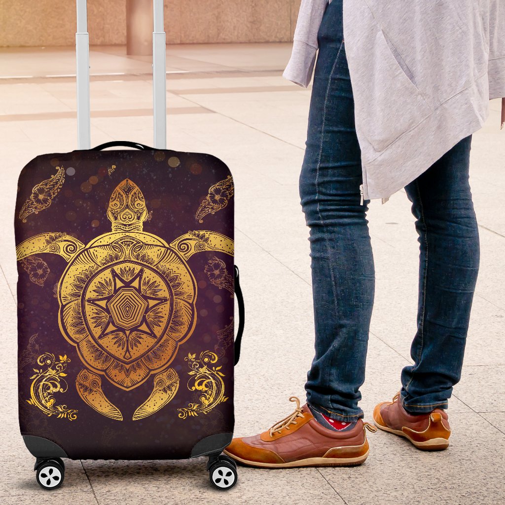 Turtle And Hibiscus Luggage Cover 01 - Polynesian Pride