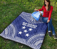 Gambier Islands Premium Quilt - Gambier Islands Flag Polynesian Chief lueag Version - Polynesian Pride