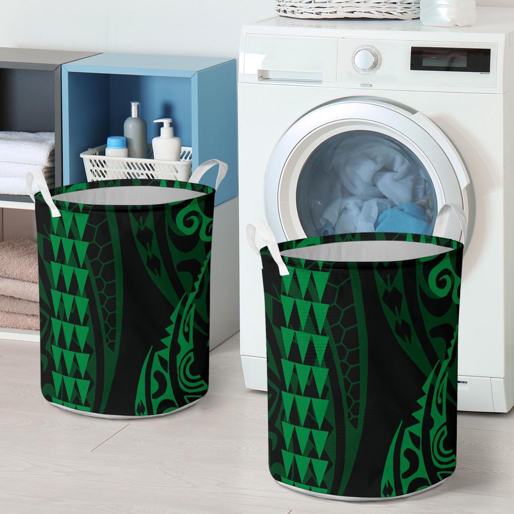 Hawaii Kakau Green Polynesian Laundry Basket AH - Polynesian Pride