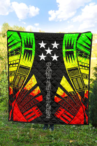 Gambier Islands Premium Quilt - Gambier Islands Flag Polynesian Reggae Tattoo - Polynesian Pride