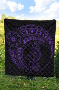 Polynesian Quilt - Polynesian Purple Seahorse Tattoo - Polynesian Pride