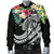 Guam Polynesian Men's Bomber Jacket - Summer Plumeria (Black) - Polynesian Pride